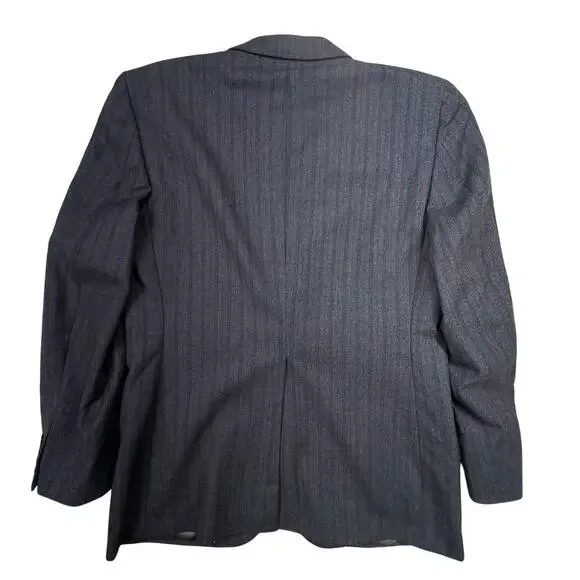 Virgin Wool Pinstripe Sport Coat 40RCambridge Vintage Gray Tailored Blazer
